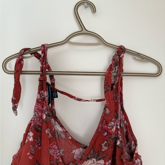 American Eagle Outfitters Red Floral Jumpsuit - Picture 2 of 6